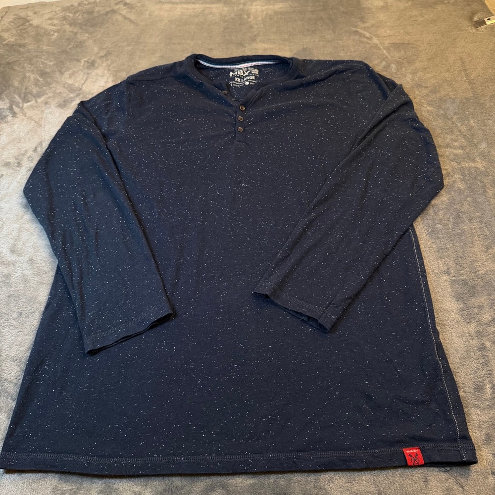MBX Premium Goods Henley Shirt Mens XX-Large Navy Blue Speckled Long Sleeve